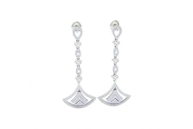 Rosa Long diamond dangle earrings in gold